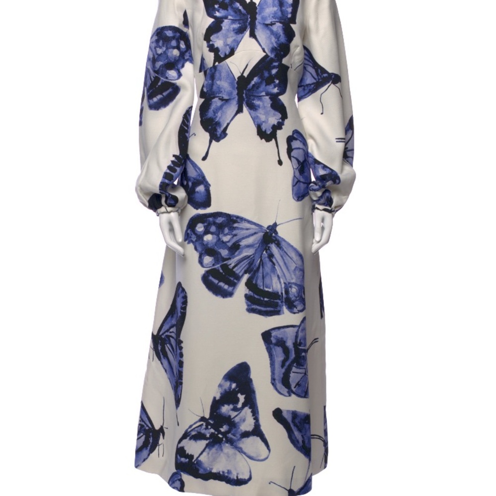 Brandon Maxwell Cream Sheath Dress with 3/4 Bishop Sleeves